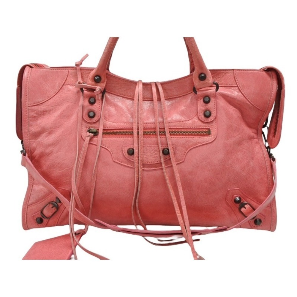 BALENCIAGA The Giant City handbag pink leather attached mirror - Picture 2 of 10